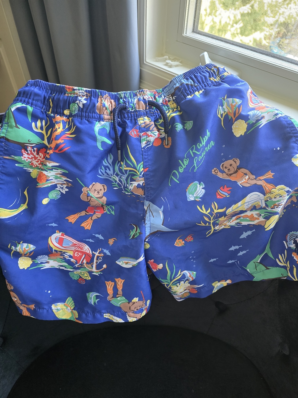 Polo by Ralph Lauren Royal Blue Underwater Bear Print Swim Shorts